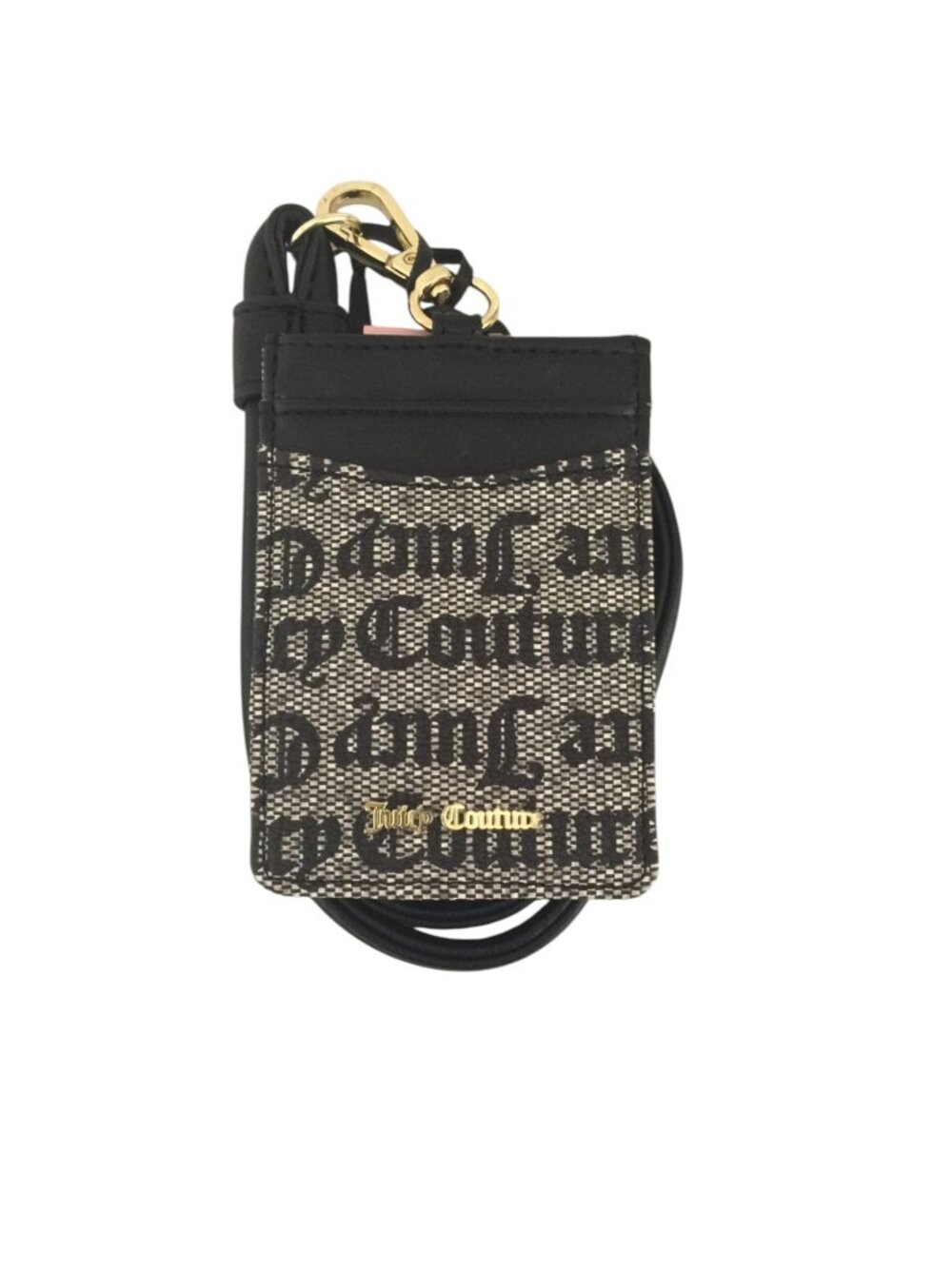 Juicy Couture Black Gothic Status Lanyard Card Holder ID Slot